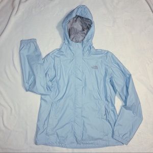 North Face light blue windbreaker rain jacket